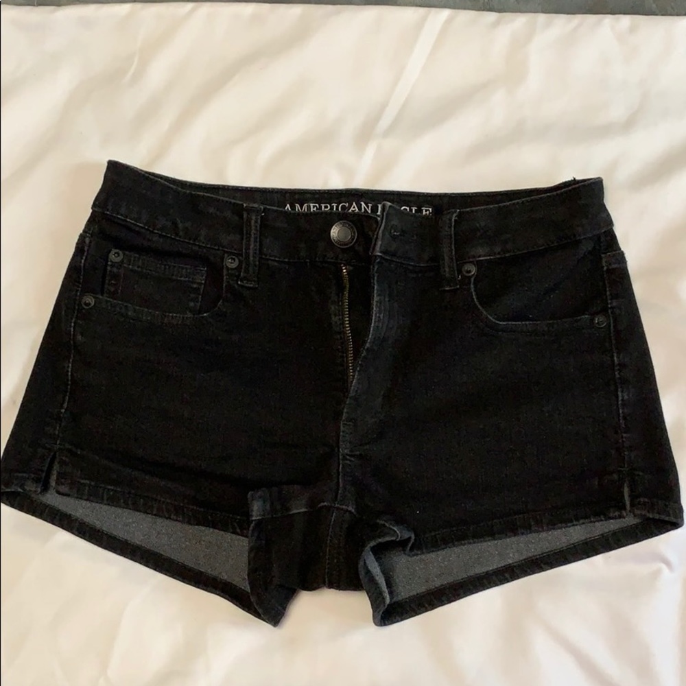 American Eagle Black Denim High Rise Shorts